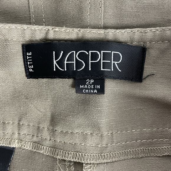 Kasper Women's Blazer Skirt Set Tan Linen-blend Blazer sz 6 Skirt sz 2 Petite - Picture 8 of 12